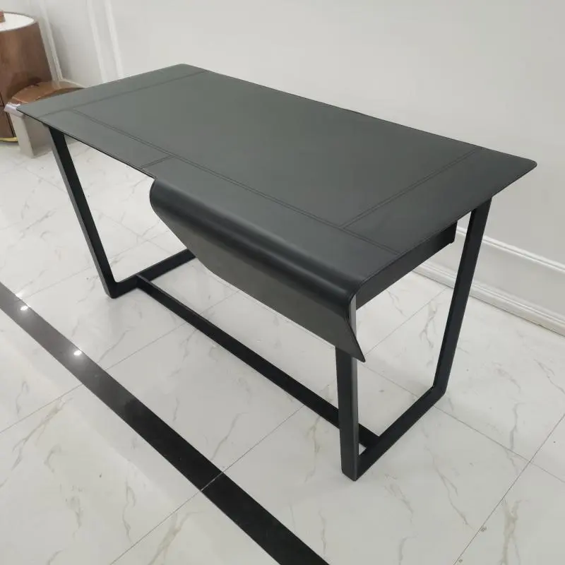 Stainless Steel Leather Modern Luxurious European-style Office Desk Study Desk