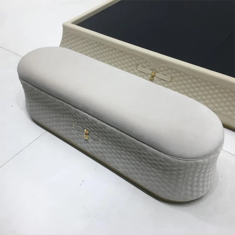 Banc de lit Long en éponge moderne et élégant, Design de style français pour chambre à coucher