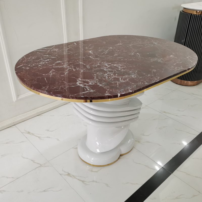 red marble top dining table