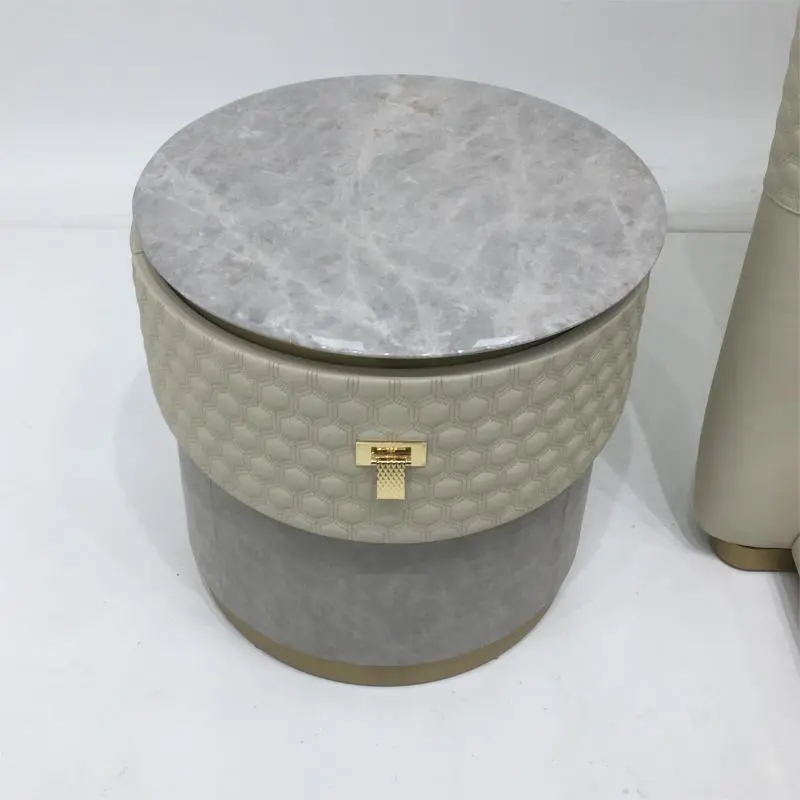 Mesa de cabeceira de alta qualidade em estilo espanhol de metal branco para quarto
