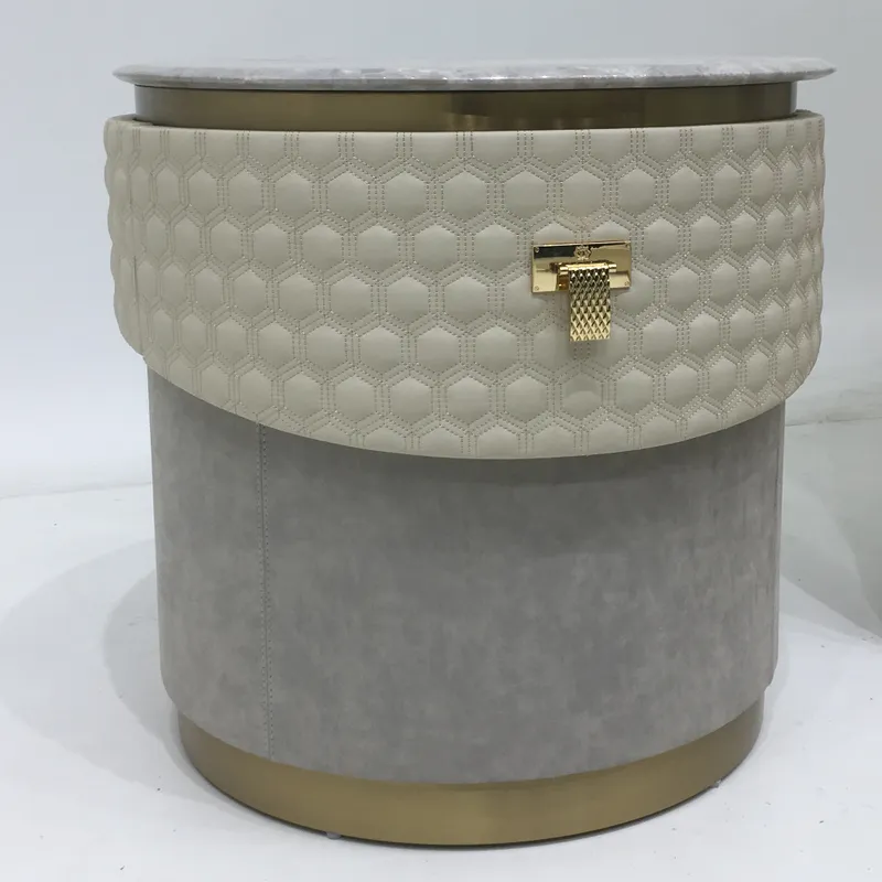 Mesa de cabeceira de alta qualidade em estilo espanhol de metal branco para quarto