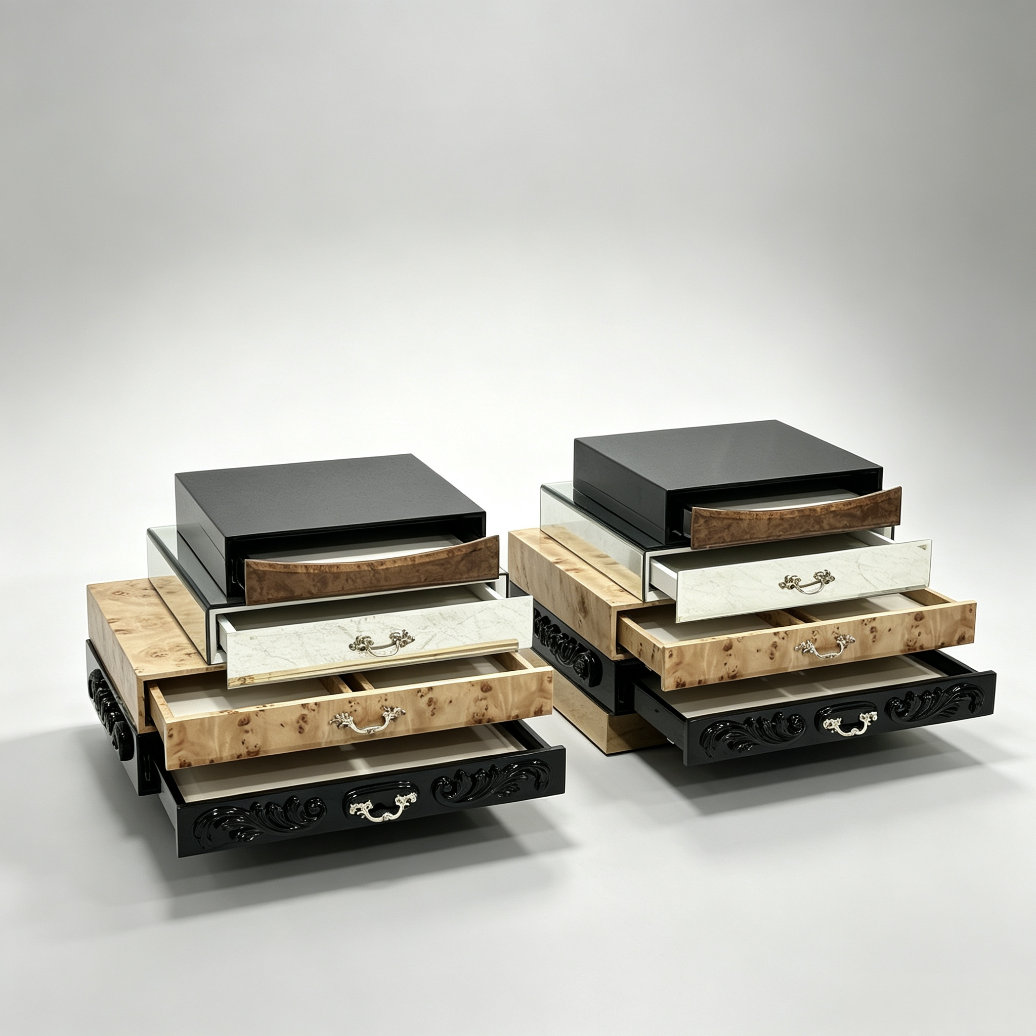 Middle East villa multi-layer with marble & mirror bedside table