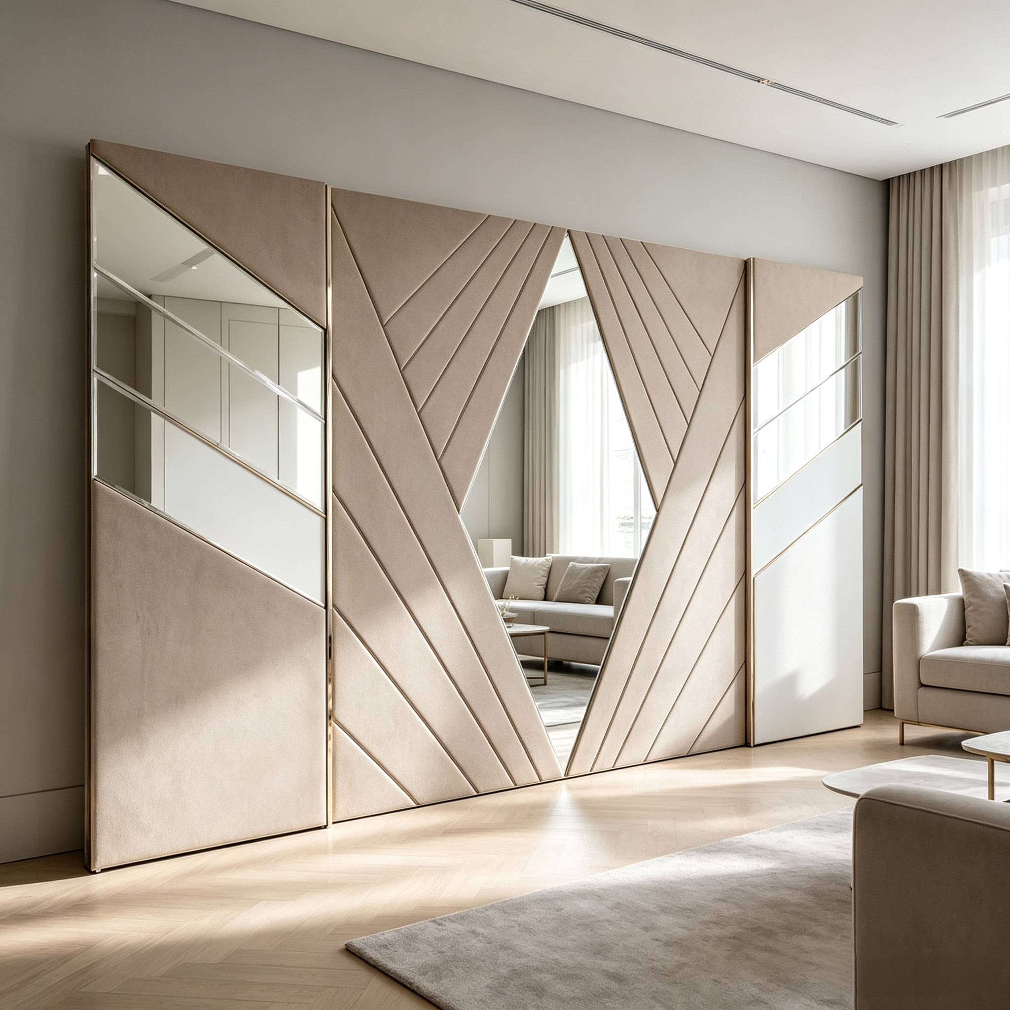 Large decorative full-length mirror in the living room of the Arab villa.
