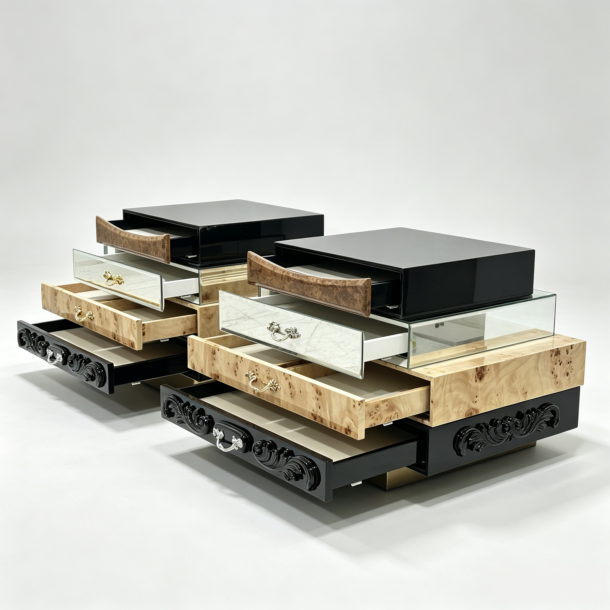 Middle East villa multi-layer with marble & mirror bedside table - Image 3