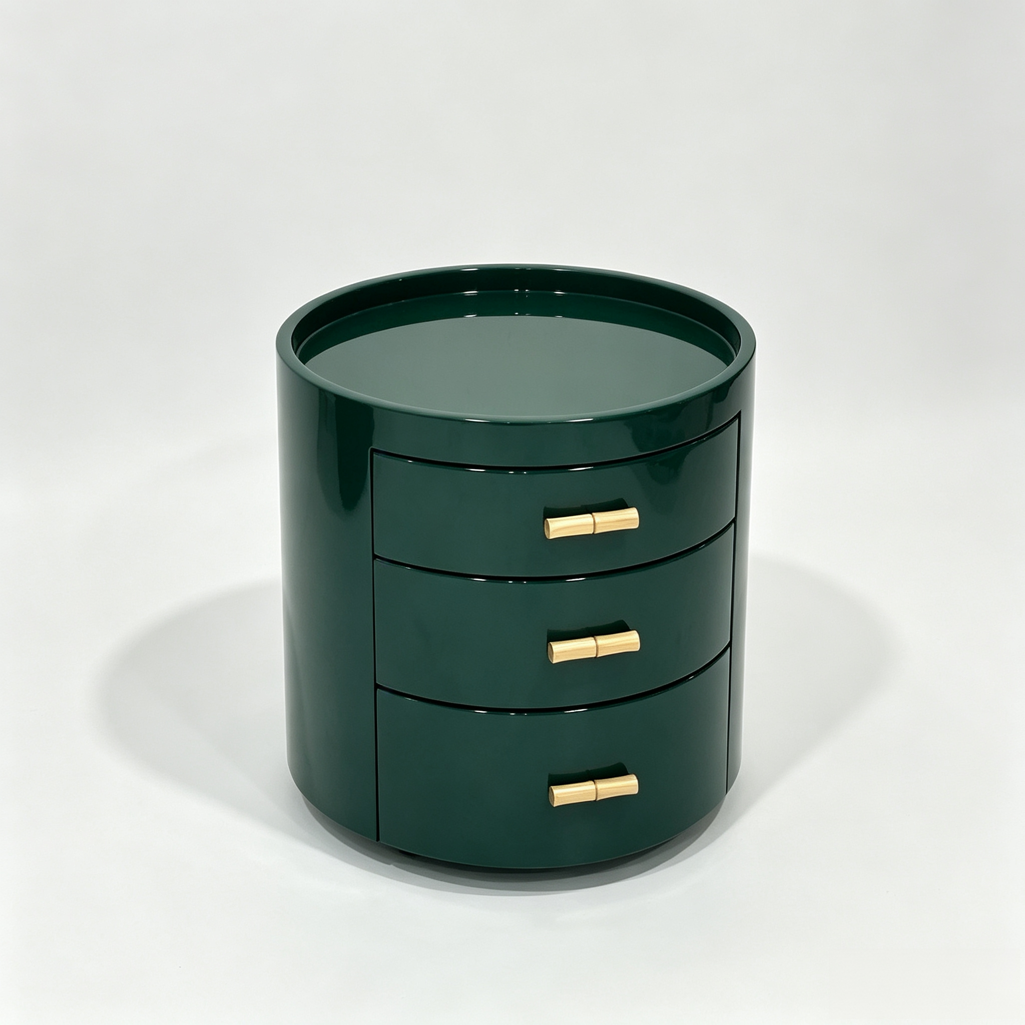 Middle East villa green cylindrical three-drawer bedside table - Image 2