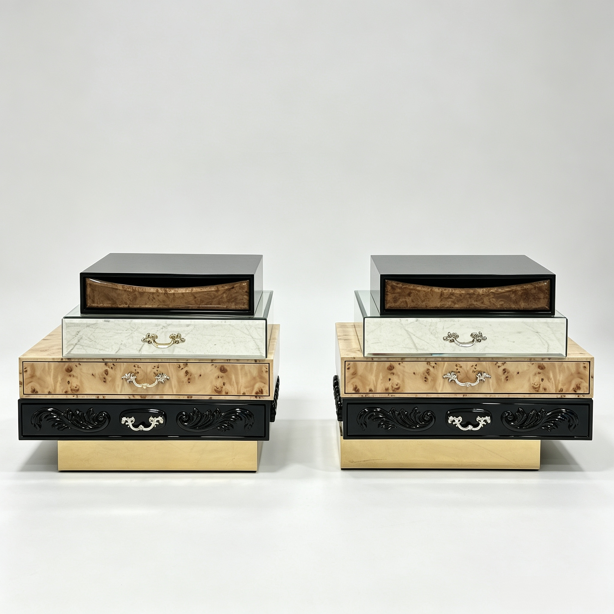 Middle East villa multi-layer with marble & mirror bedside table - Image 6