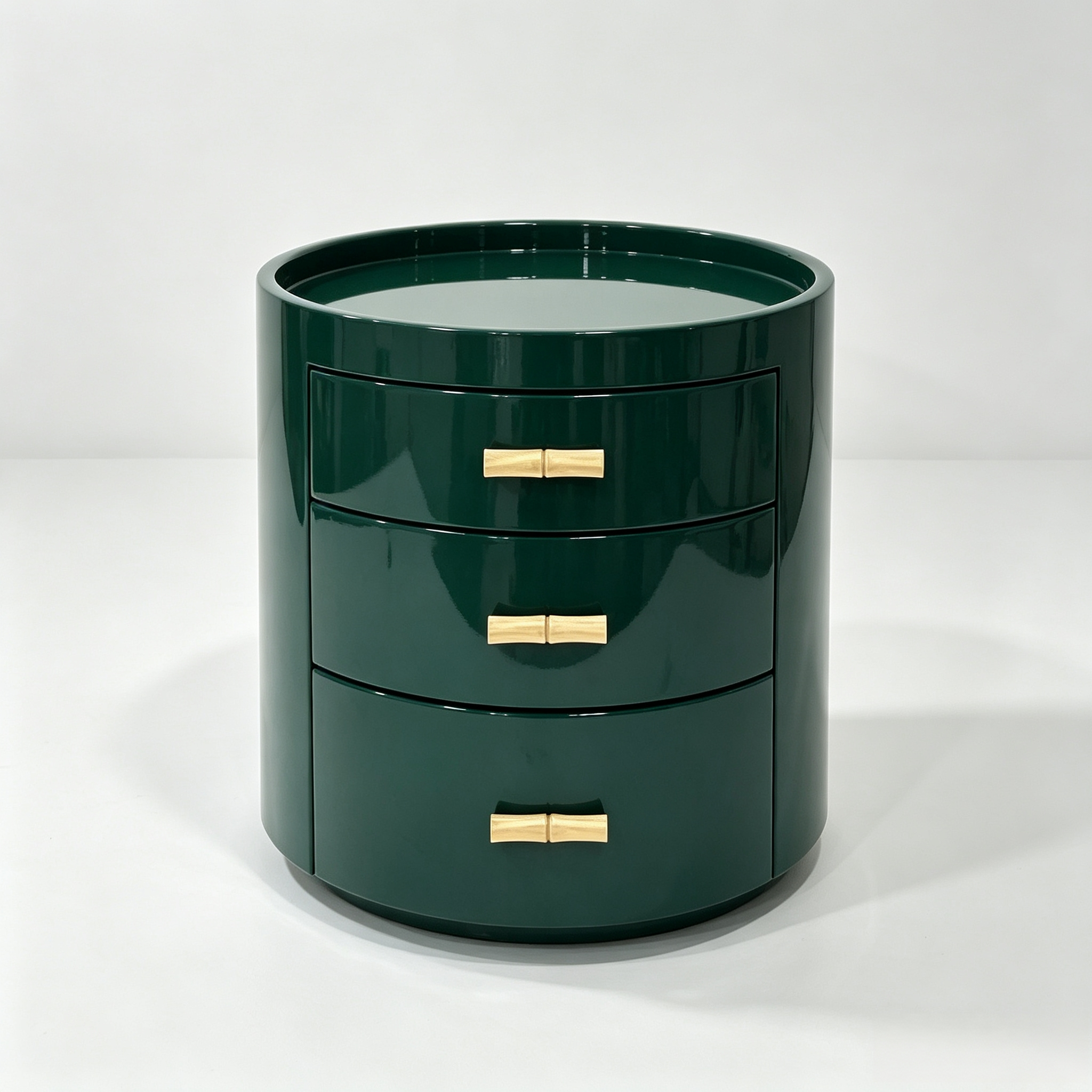 Middle East villa green cylindrical three-drawer bedside table - Image 3