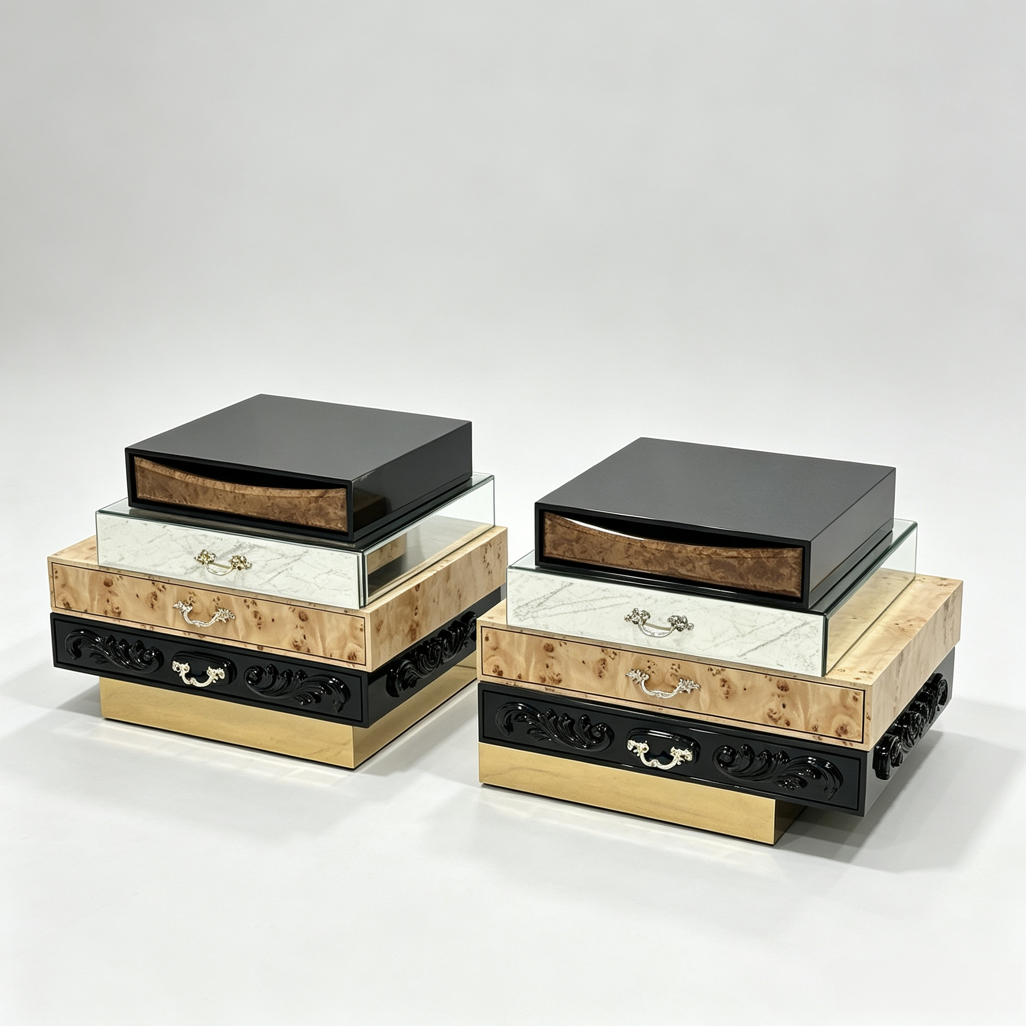 Middle East villa multi-layer with marble & mirror bedside table - Image 7