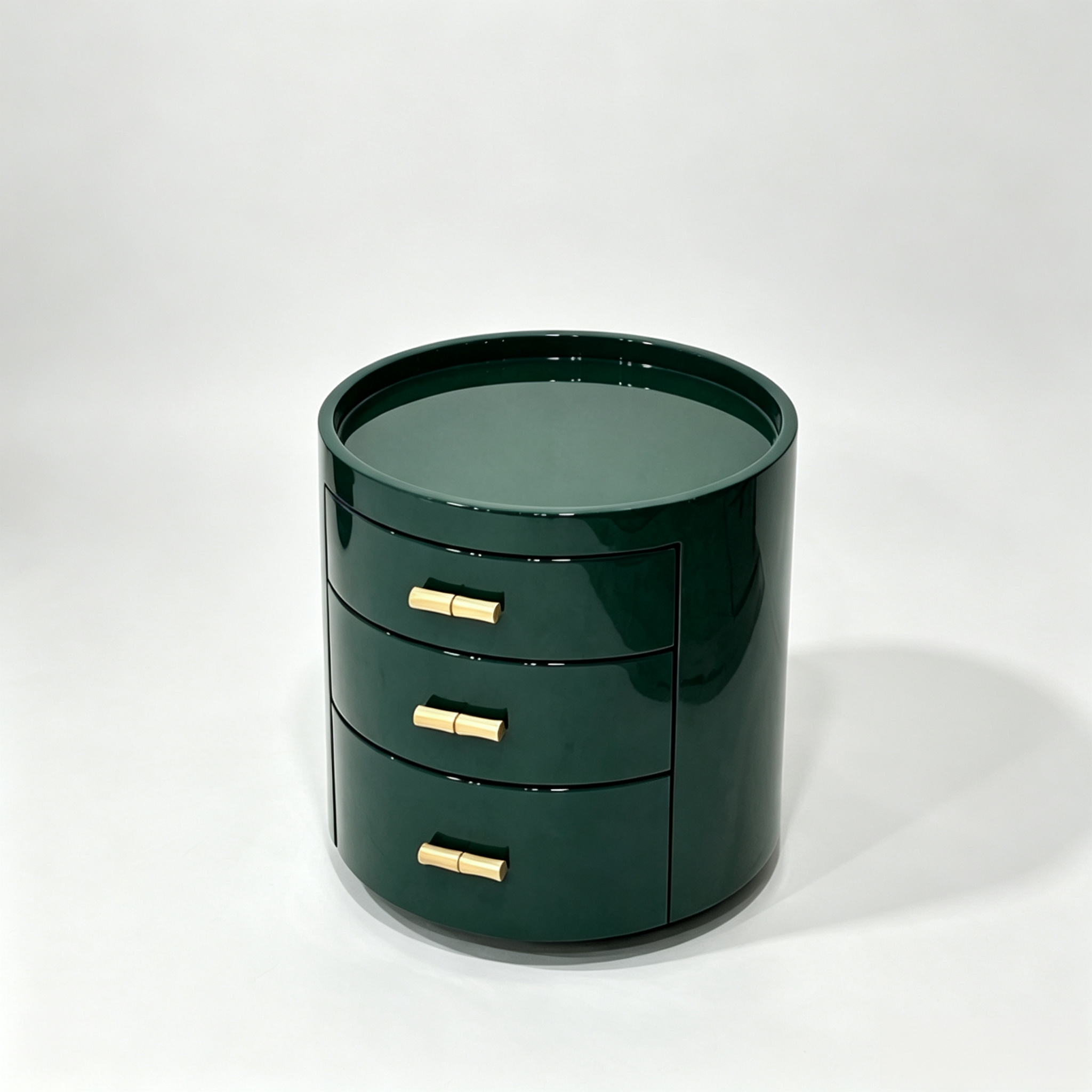Middle East villa green cylindrical three-drawer bedside table