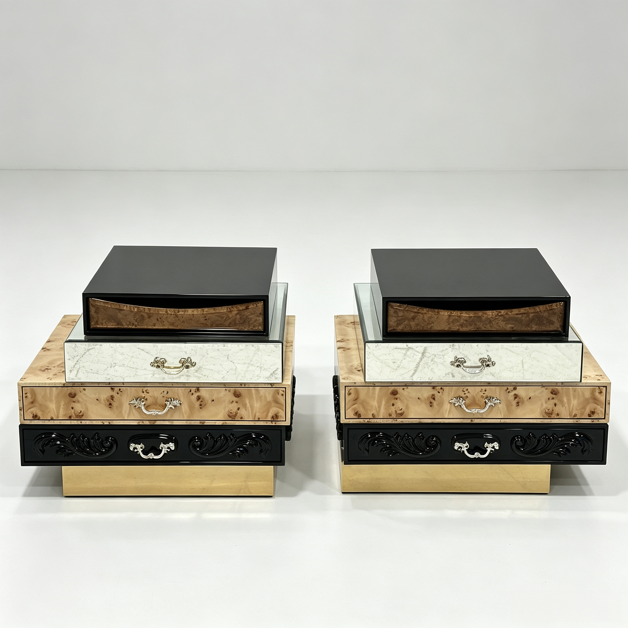 Middle East villa multi-layer with marble & mirror bedside table - Image 8