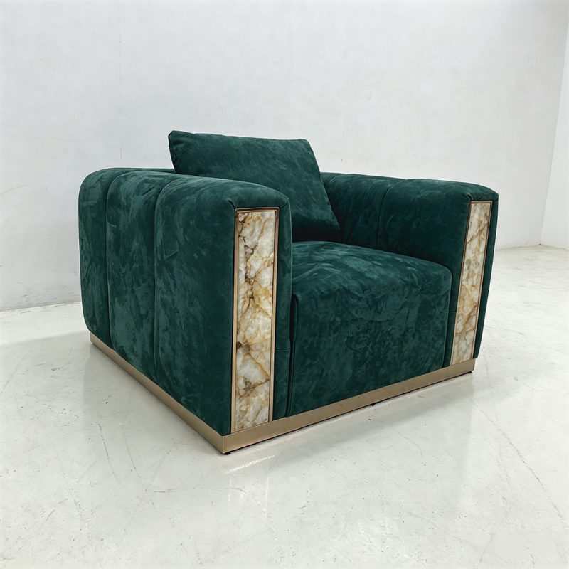 Suitable for Bay Villa velvet marble & metal base armchair