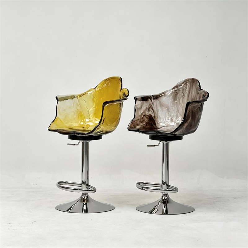 Middle East residential art wave transparent resin bar chair