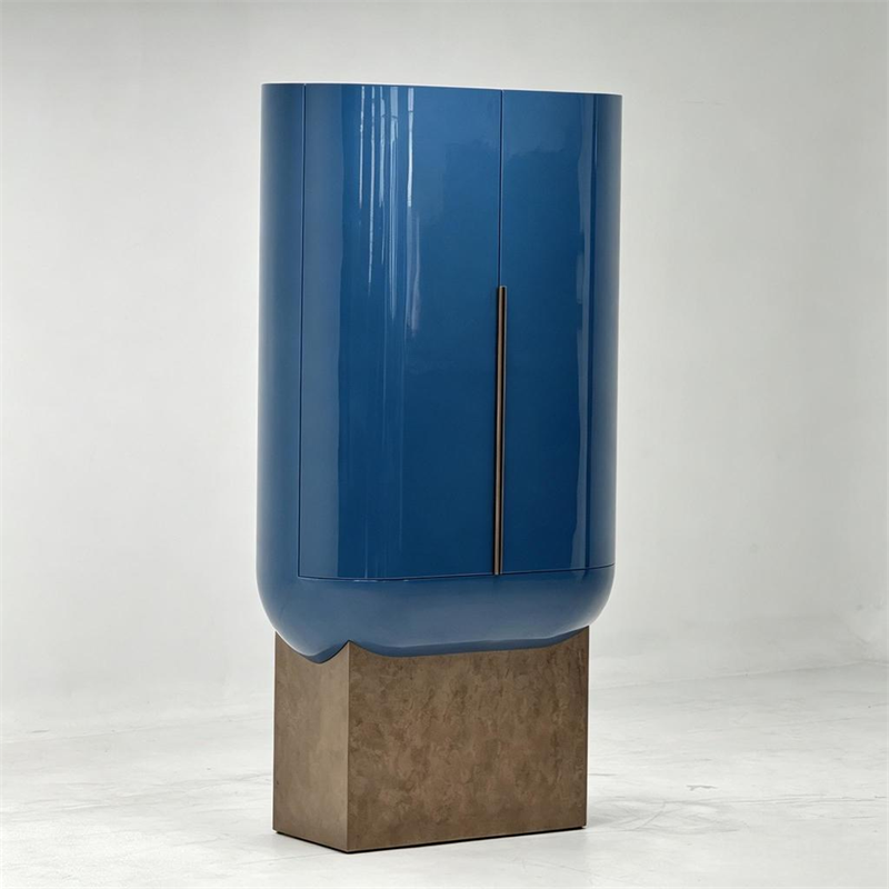 Middle Eastern villa modern high gloss blue curved sideboard