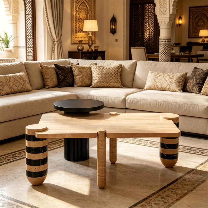 Suitable for Arab villa art irregular travertine coffee table