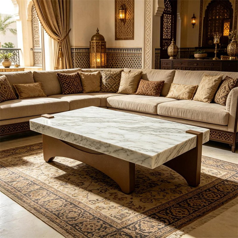 Dubai Villa luxury rectangular metal base coffee table