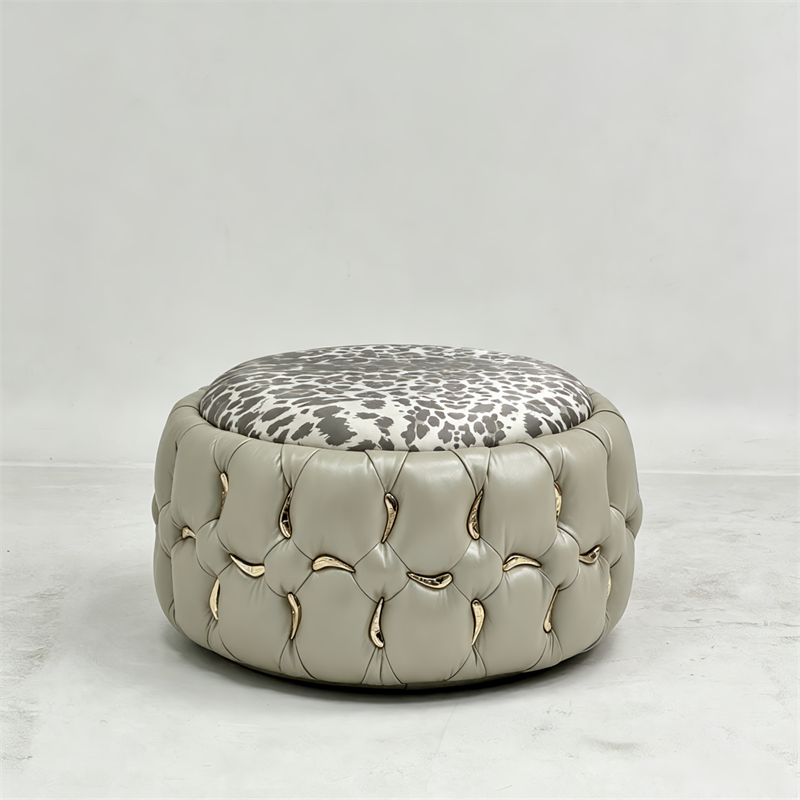 Round leather leopard pattern and metal decorative piers for Arab villas