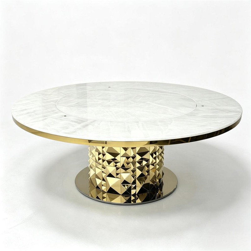 Middle East villa luxury round white jade dining table