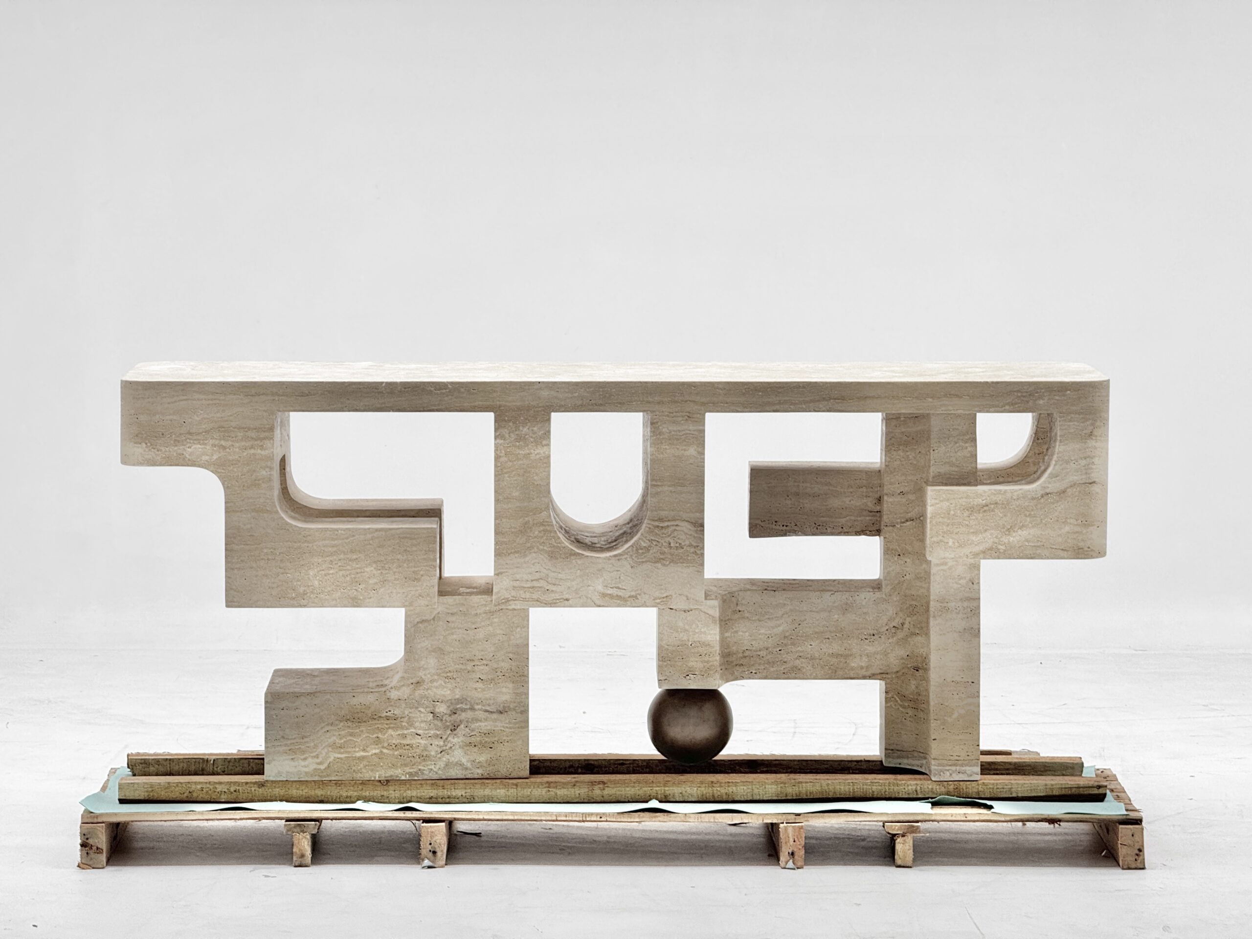 High-end handmade travertine console for Middle Eastern villas - Image 2