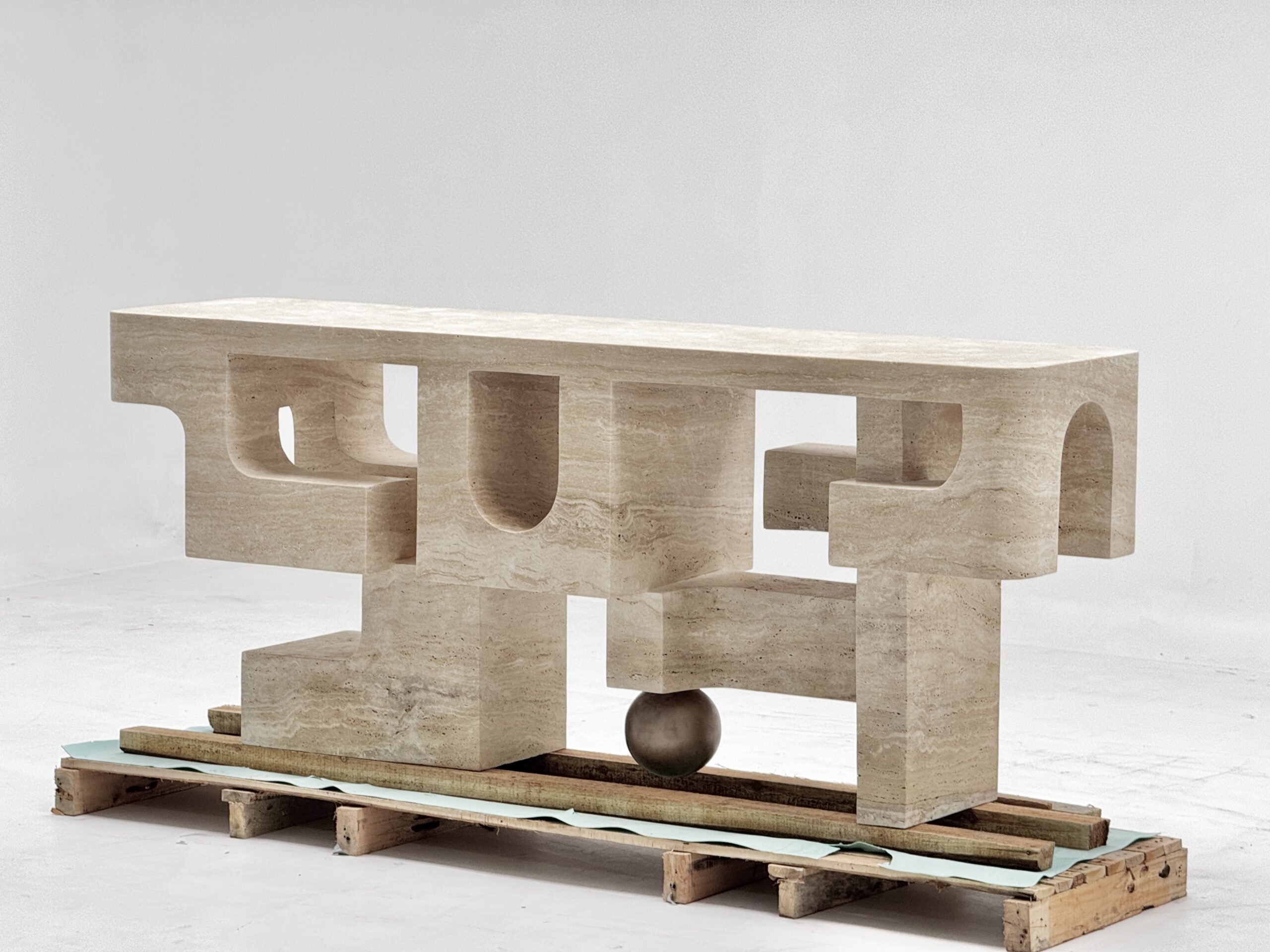 High-end handmade travertine console for Middle Eastern villas - Image 3