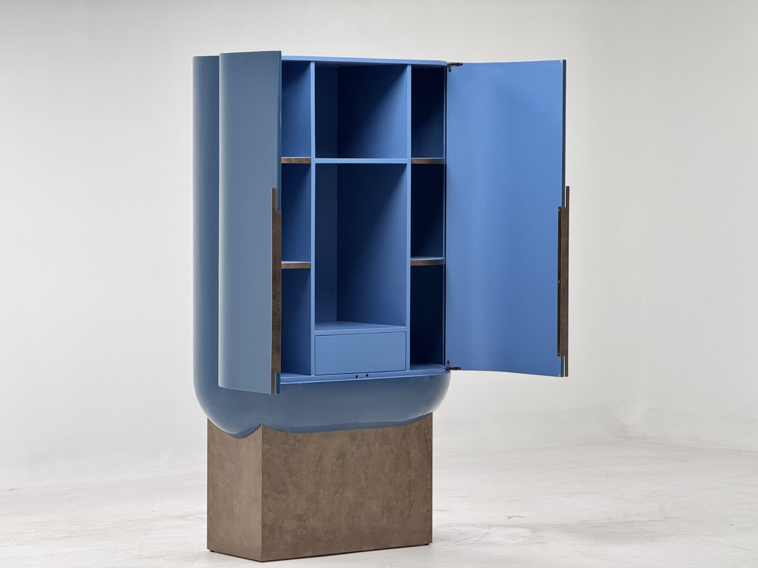 Middle Eastern villa modern high gloss blue curved sideboard - Image 4