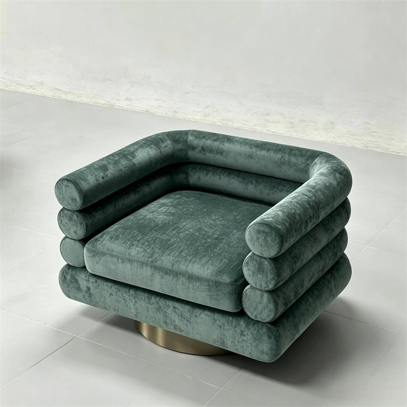 Luxury Stacked Tube Accent Swivel Chair for Middle Villa Home Decor