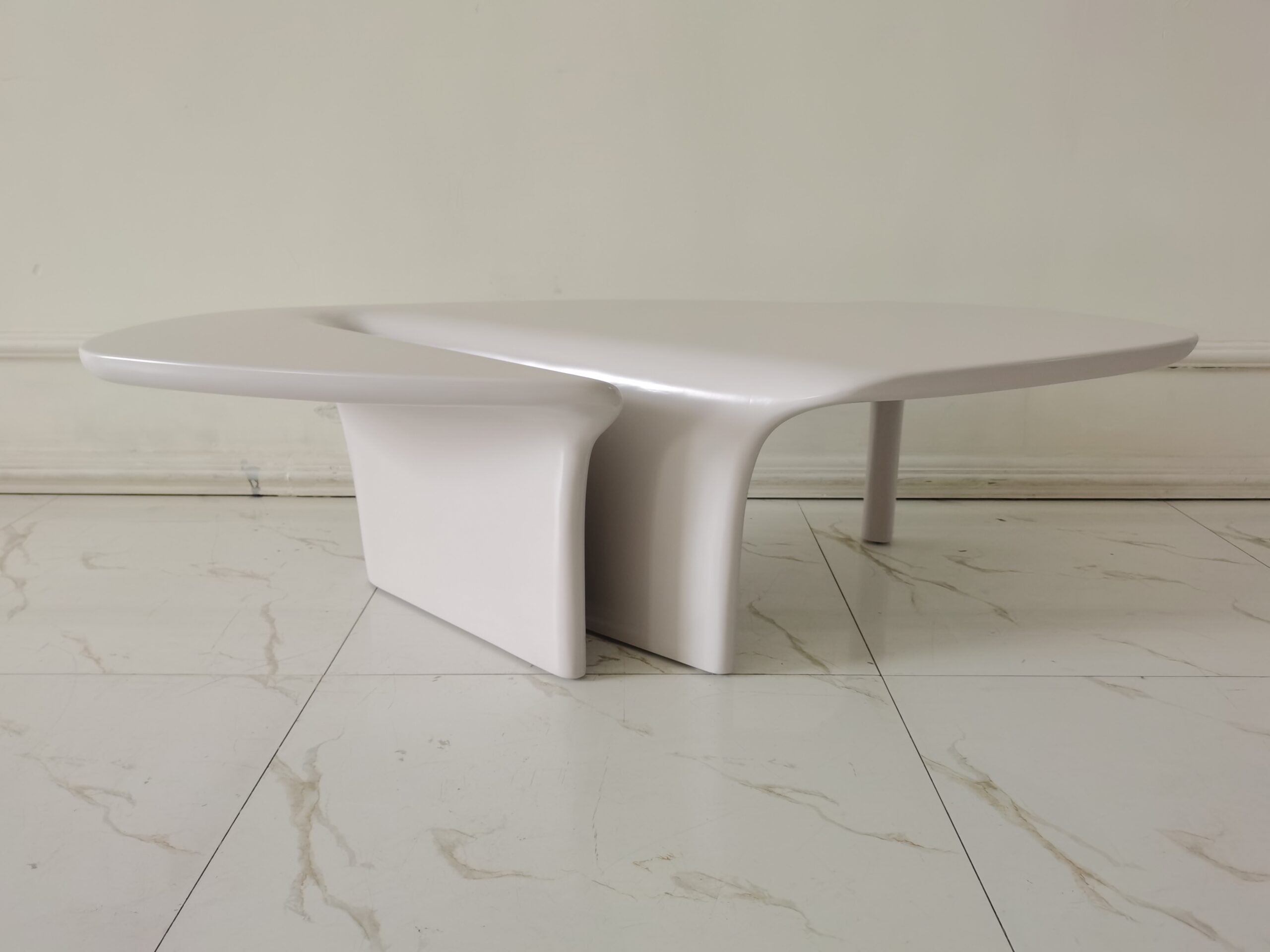 Middle Eastern villa sleek glossy white sculpture coffee table - Image 7