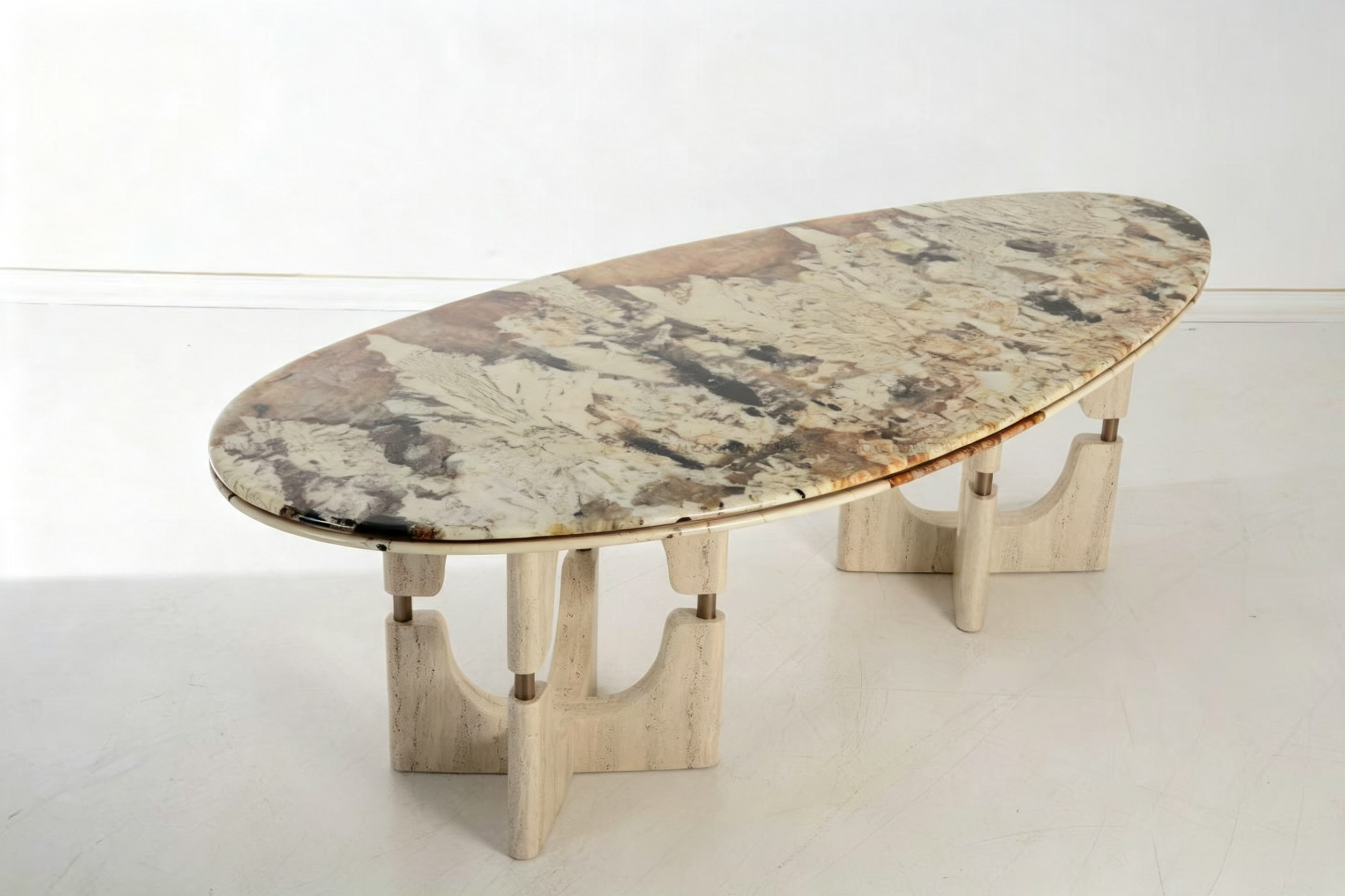 Abstract marble oval coffee table in Dubai villa - Image 2