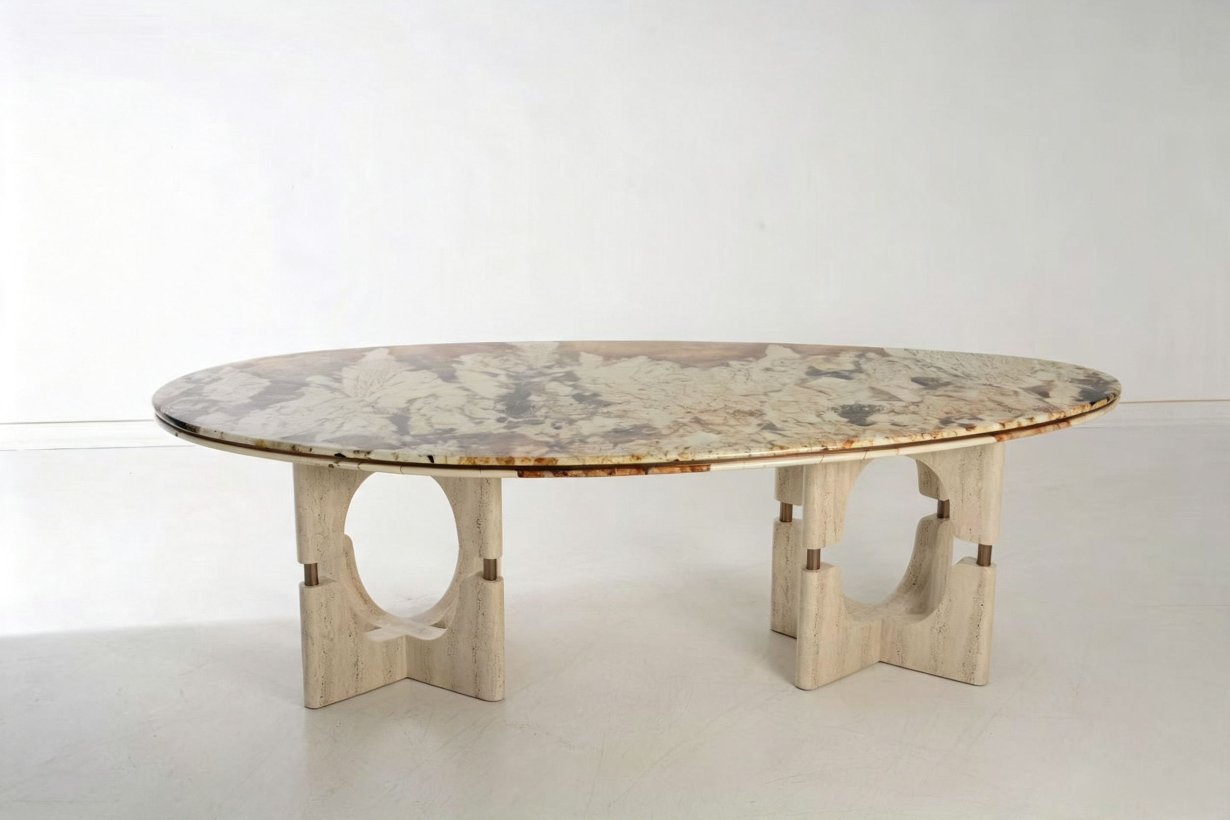 Abstract marble oval coffee table in Dubai villa - Image 4
