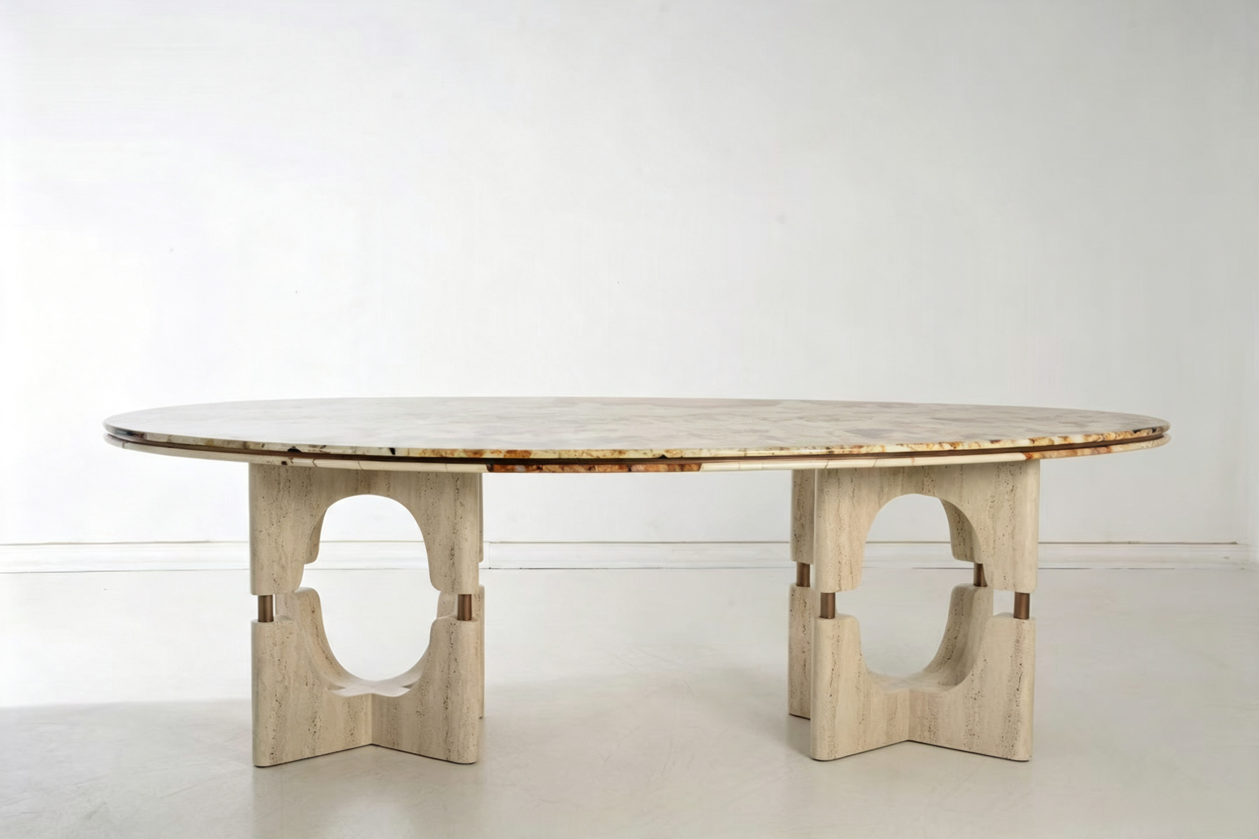 Abstract marble oval coffee table in Dubai villa - Image 6