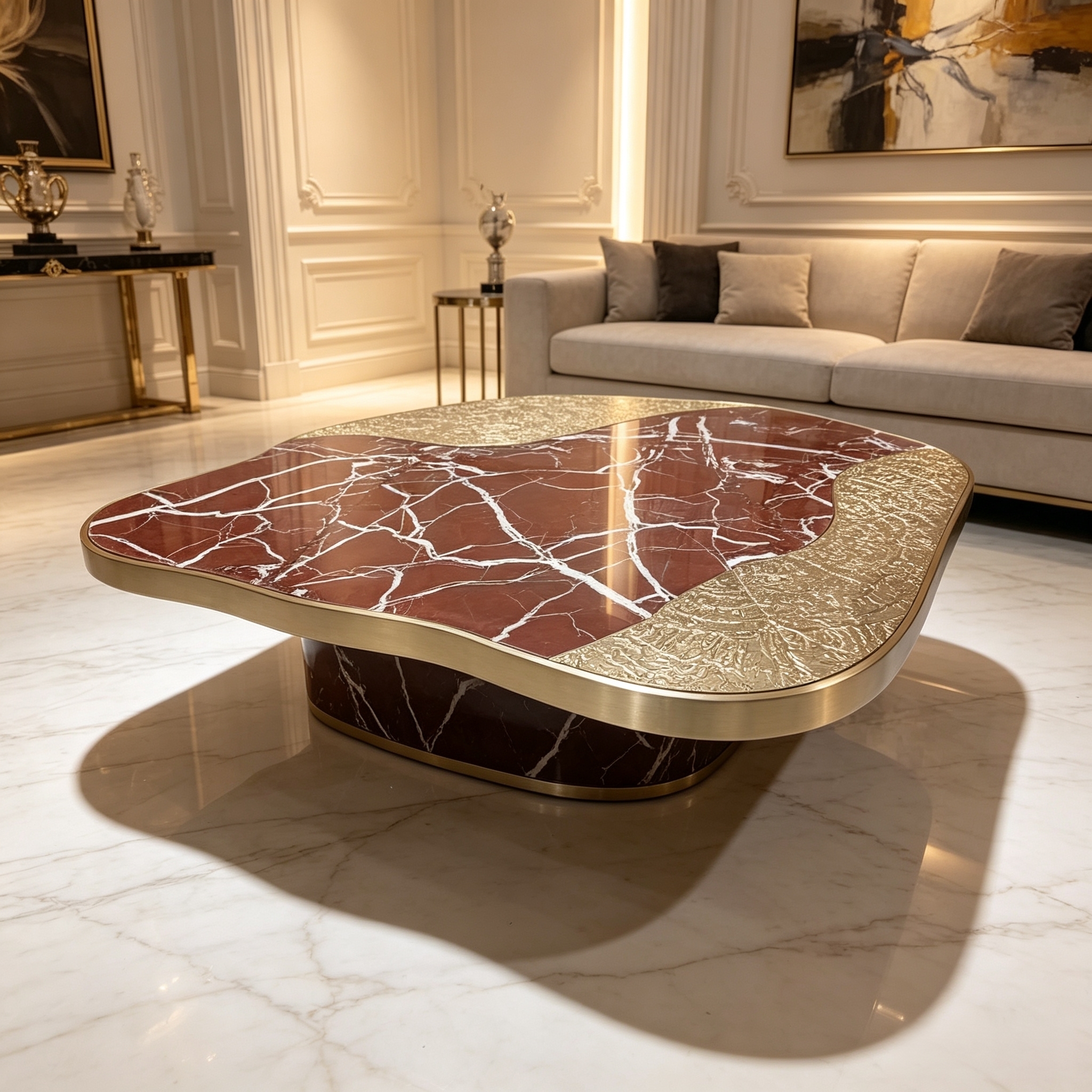 Arab villa irregular cloud-shaped nested marble countertop coffee table - Image 5