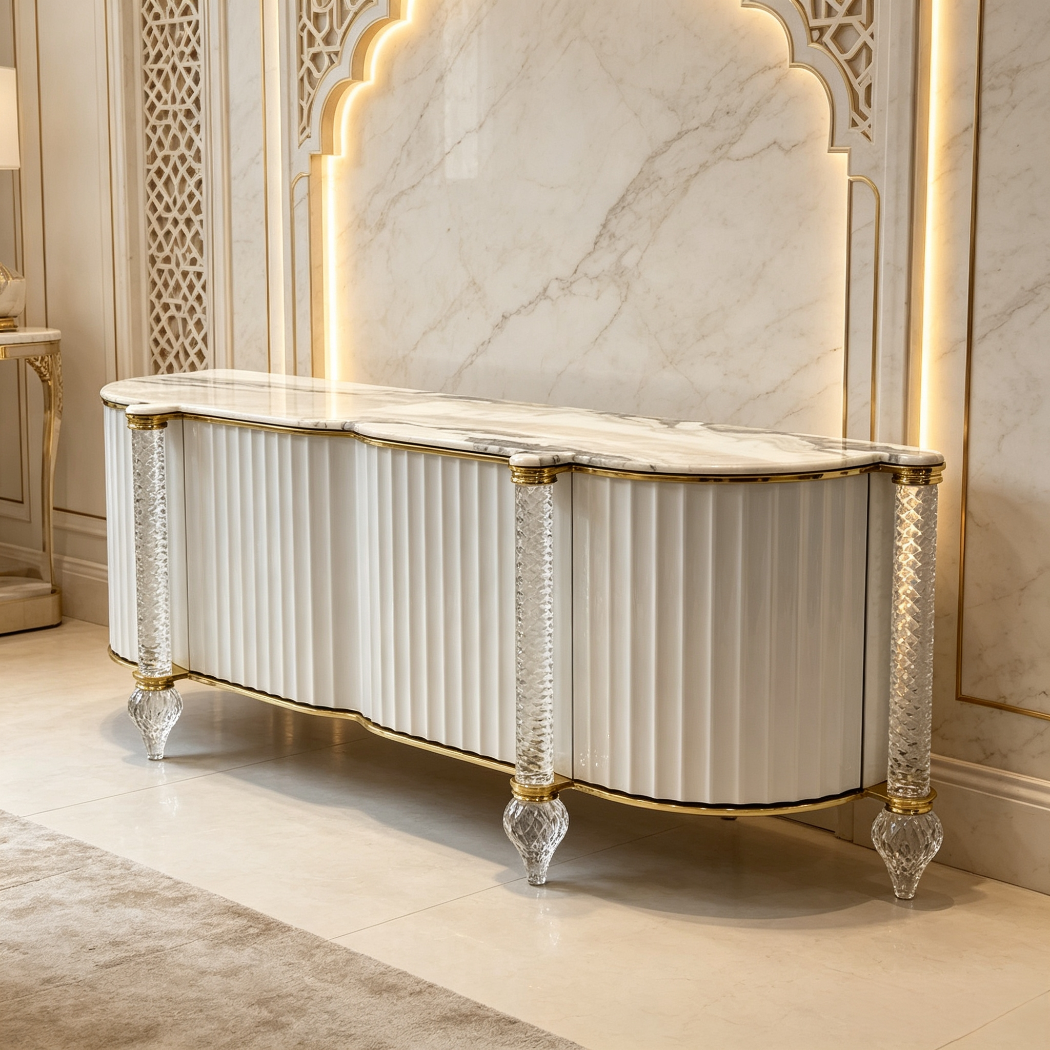 Suitable for Middle Eastern wave marble, crystal foot TV cabinet - Image 3