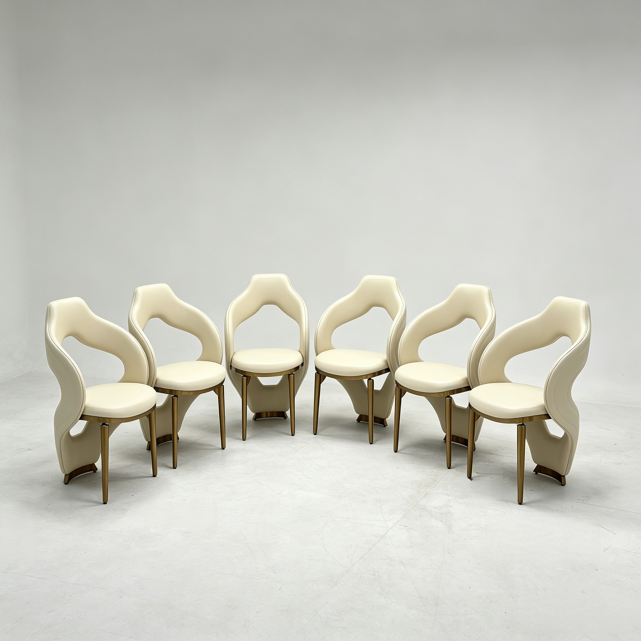 Middle East Villa Restaurant Luxury Cream  Leather Dining Chair