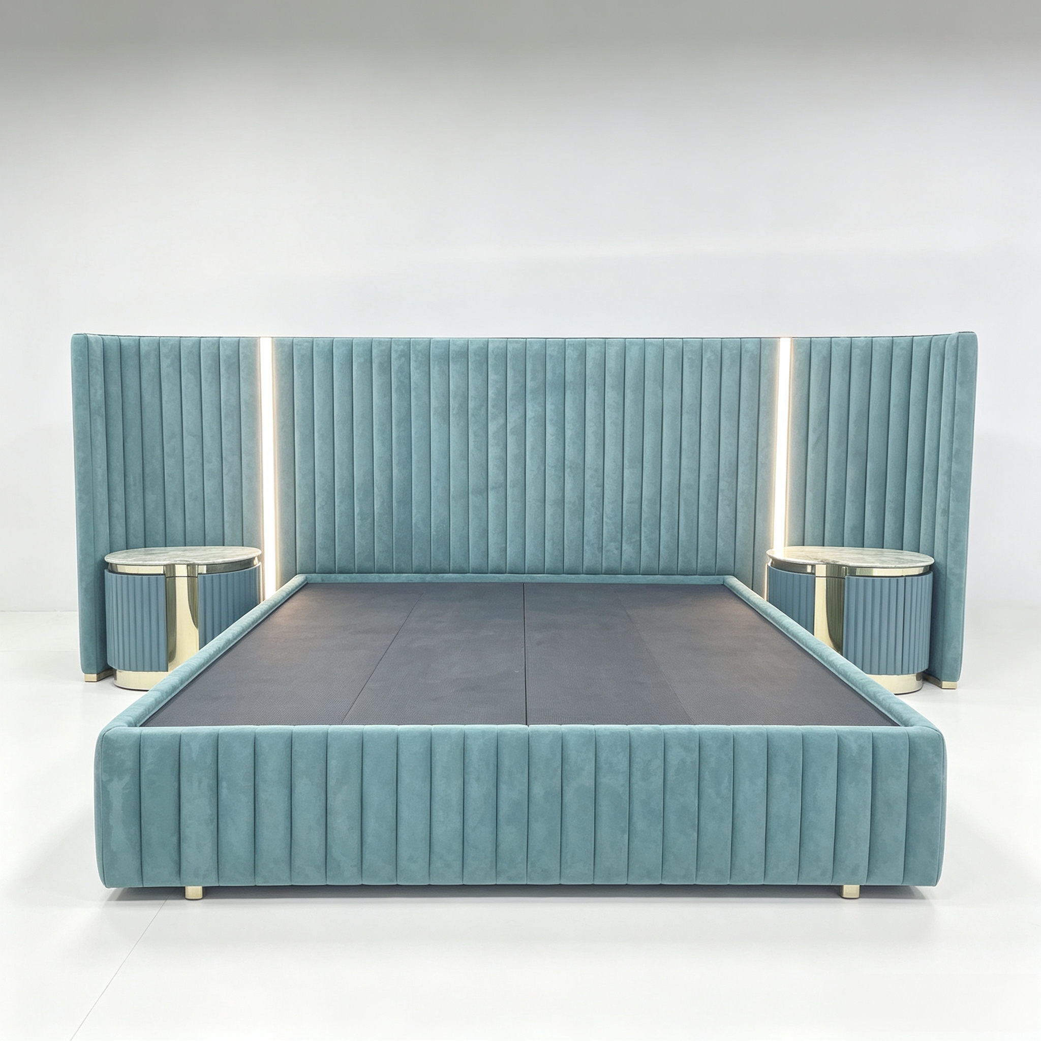 Middle East villa bedroom velvet, LED light with queen bed