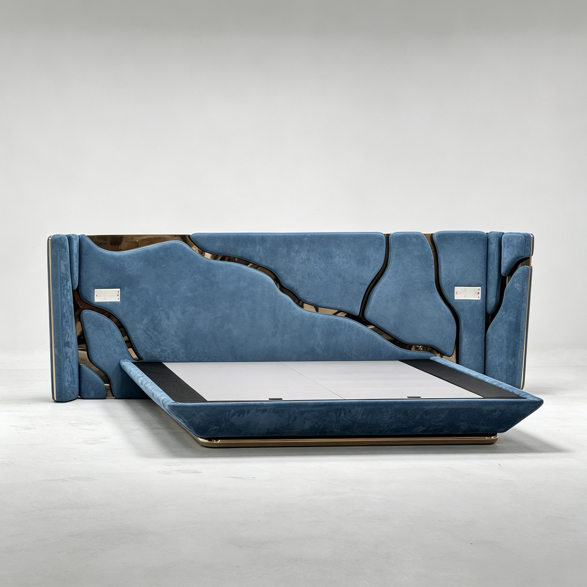 Arab bedroom luxury sculpture irregular inlaid metal design double bed