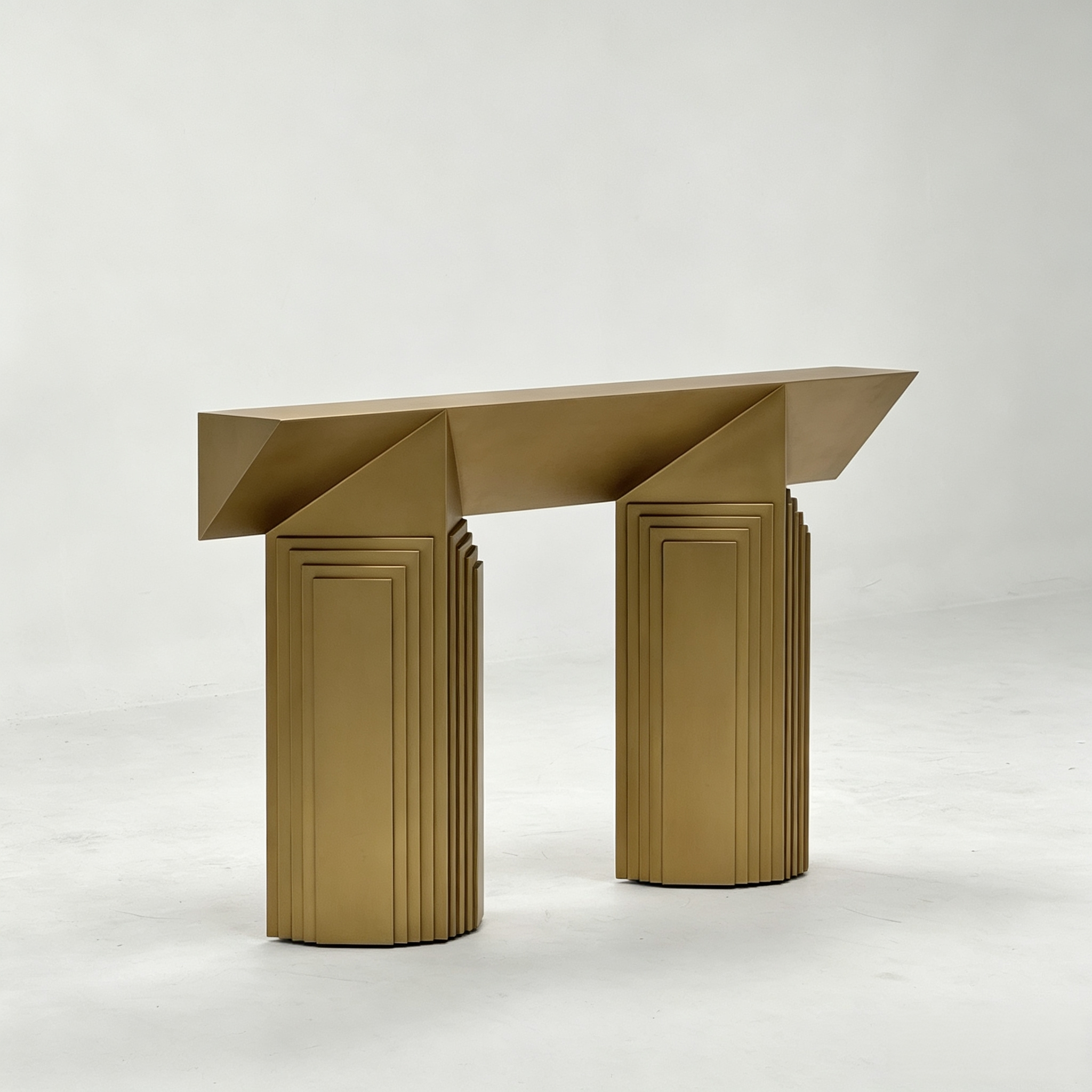 Modern carved golden corridor console table of Arab villa