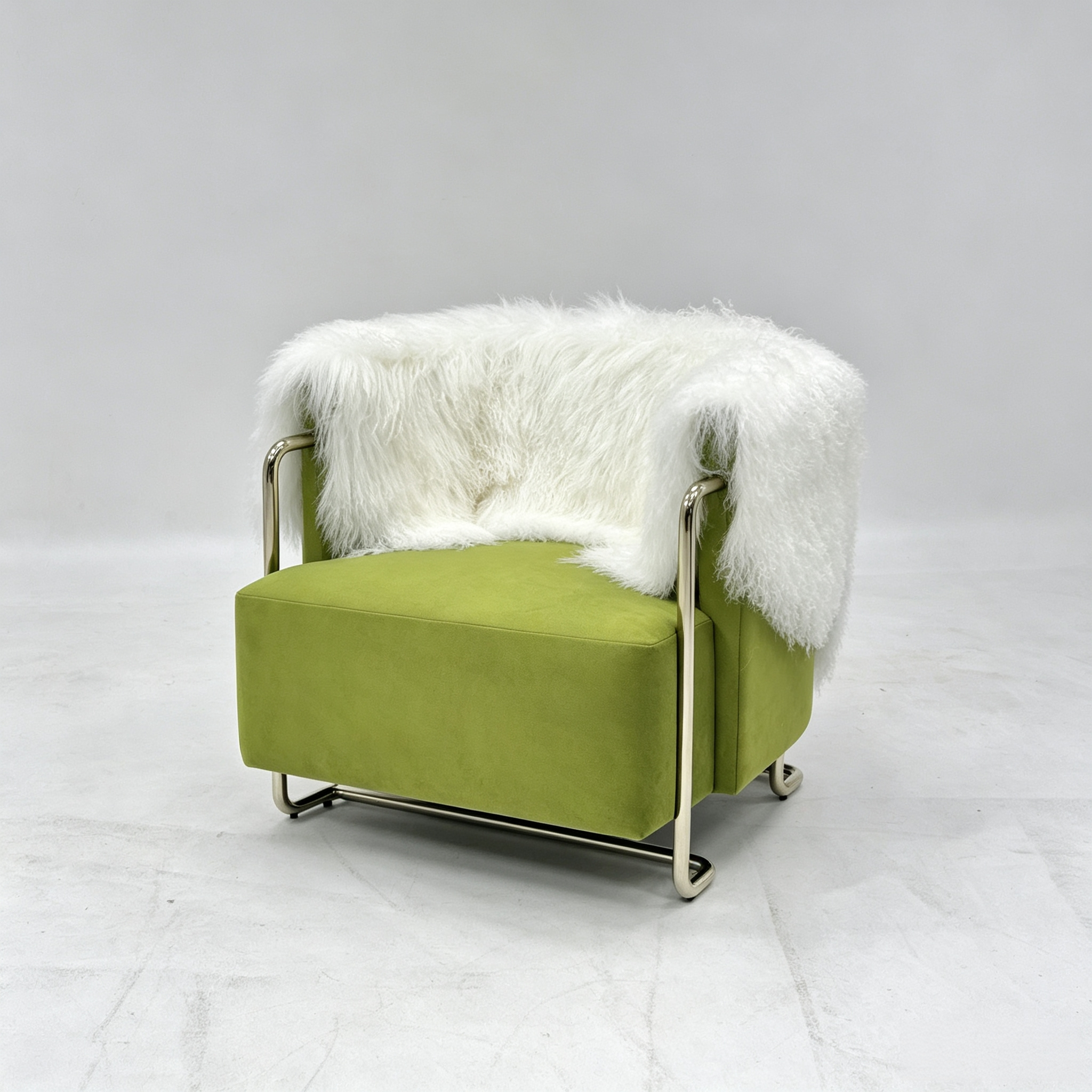Arab Villa luxury velvet and fluffy Mongolian fur backrest chair