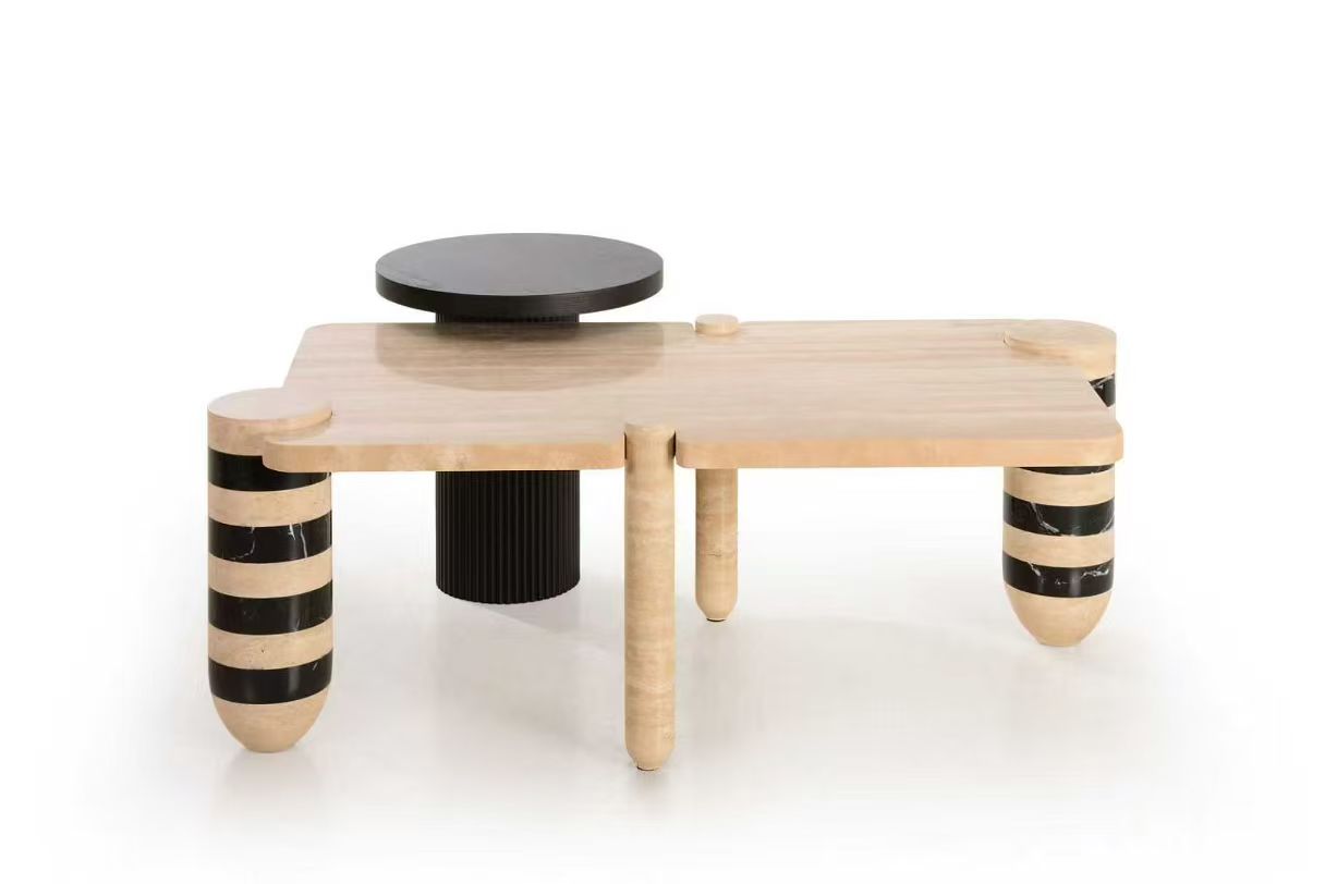 Suitable for Arab villa art irregular travertine coffee table - Image 3