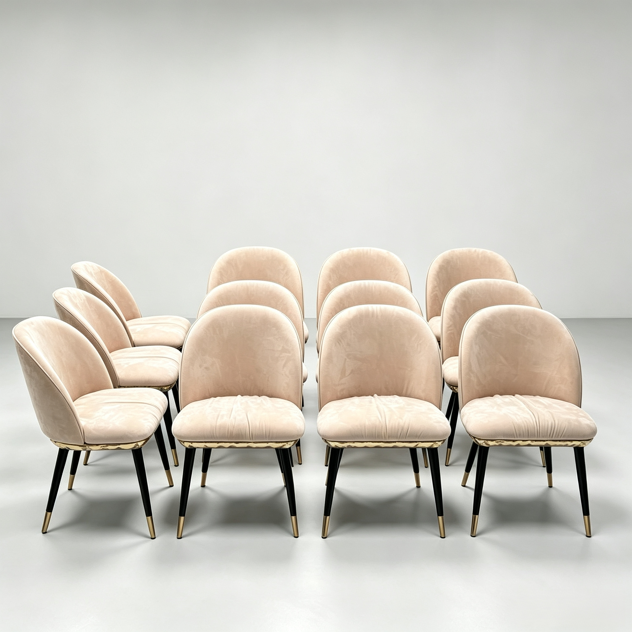 Middle East Villa Restaurant Luxury Beige Velvet Dining Chair