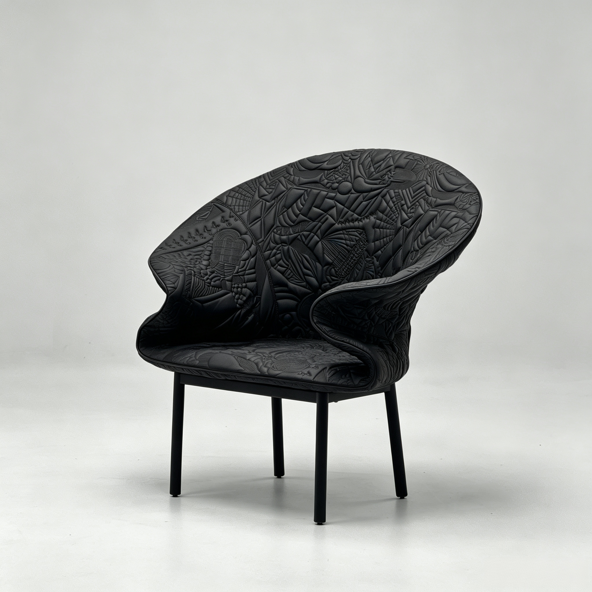 Artistic Embossed Leather Luxury Accent Armchair for Middle Eastern  Villa