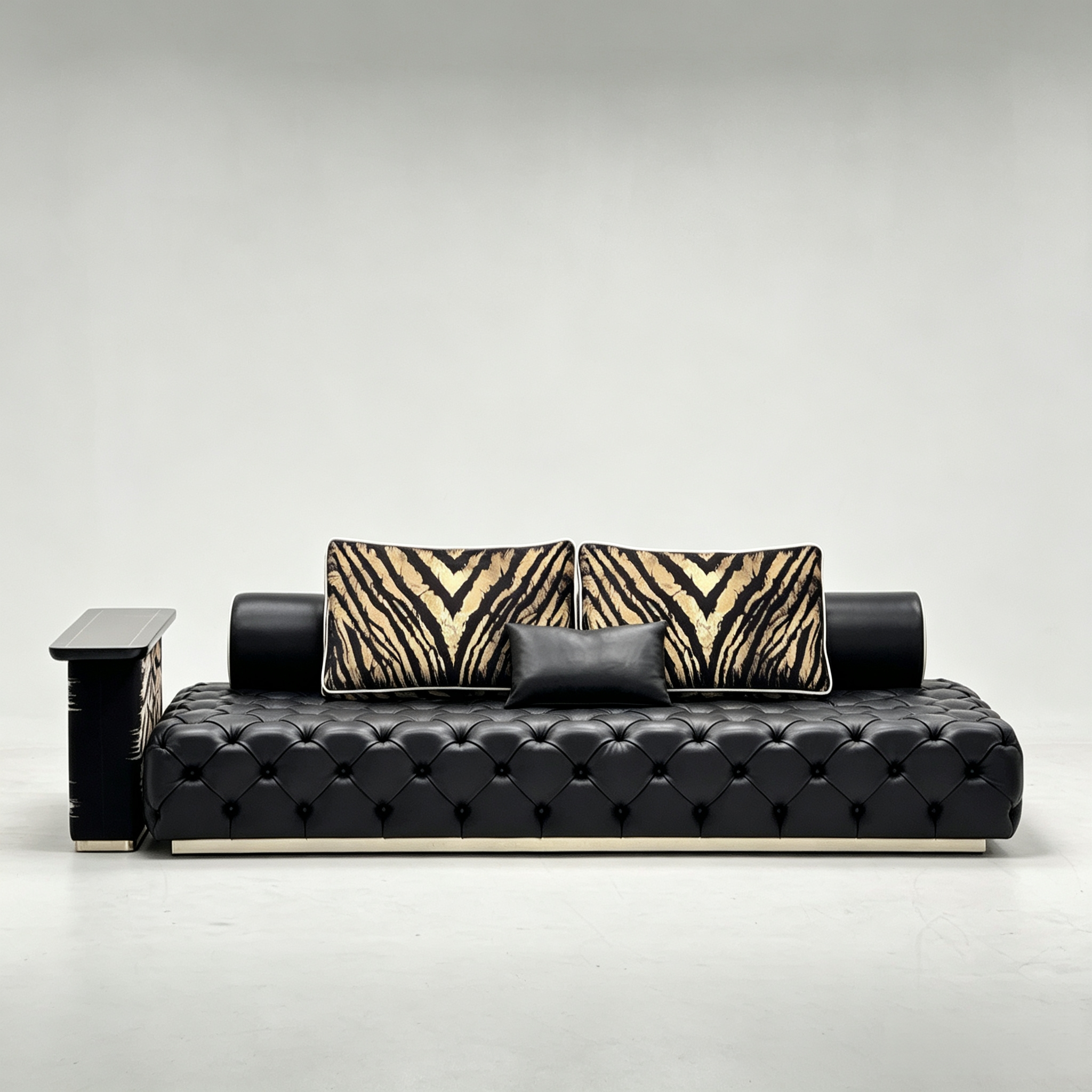 Animal print tufted leather sofa for Middle Eastern villas